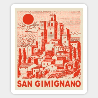 San Gimignano Italy Vintage Travel Design Sticker